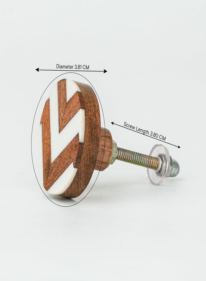Indian-Shelf 2 Pieces Wood Brown Zig Zag Drawer Dresser Knobs Decorative Wooden Cabinet Boho Kids Pulls Unique Wood Kitchen Handles Modern Door Hardware - Image 2